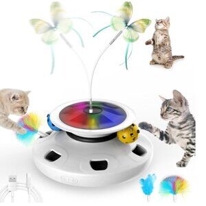 Cat Toy w/ Rechargeable 2000mAh Battery, Interactive Cat Toys for Indoor Cats